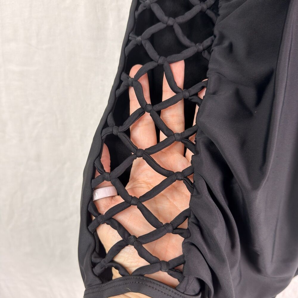 ashley graham x swimsuits for all black one piece swimsuit sz 16 lattice cutout - Picture 2 of 7